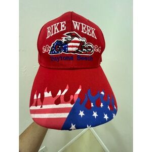 Unbranded Bike Week Hat Mens OSFA Red Good Daytona Beach 2024 Flame Brim Cap